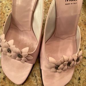 Italian pink leather heel sandals size 6.5